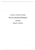 Instructor Manual with Test Bank The Law and Special Education 5th Edition By Mitchell L. Yell (All Chapters, 100% Original Verified, A+ Grade)
