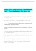  COSC-1436 Programming Fundamentals Unit 1 Exam Questions And Answers