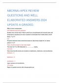 NBCRNA+APEX REVIEW  QUESTIONS AND WELL  ELABORATED ANSWERS 2024  UPDATE A GRADED.