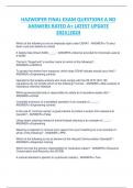HAZWOPER FINAL EXAM QUESTIONS A ND ANSWERS RATED A&plus; LATEST UPDATE 2023&vert;2024&period;