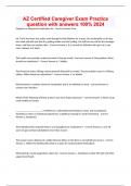 AZ Certified Caregiver Exam Practice question with answers 100&percnt; 2024