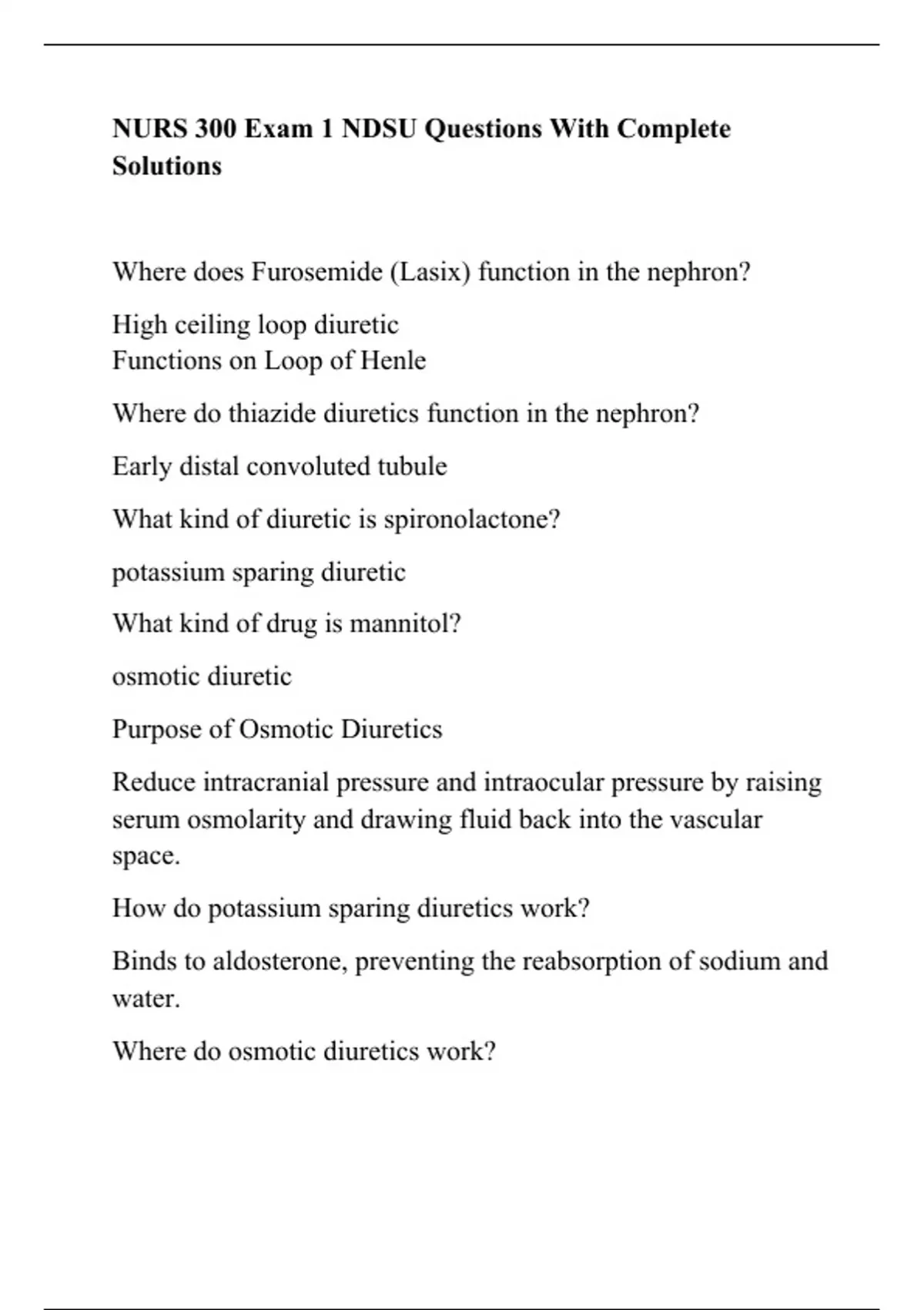 NURS 300 Exam 1 NDSU Questions With Complete Solutions - NURS 300 ...