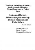 Test Bank For LeMone and Burke's Medical-Surgical Nursing Clinical Reasoning in Patient Care 7th Edition By Gerene Bauldoff, Paula Gubrud, Margaret Carno (All Chapters, 100% Original Verified, A+ Grade)