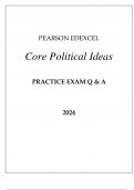 PEARSON EDEXCEL POLITICS A LEVELS CORE POLITICAL IDEAS PRACTICE EXAM Q & A 2024