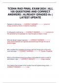 TCDHA RAD FINAL EXAM 2024 &vert; ALL 100 QUESTIONS AND CORRECT ANSWERS &vert; ALREADY GRADED A&plus; &vert; LATEST UPDATE
