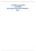 FLORIDA ADJUSTER  LICENSING 456 QUESTIONS AND ANSWRES  2023