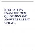 HESI EXIT PN EXAM 2023 /2024 QUESTIONS AND ANSWERS LATEST UPDATE