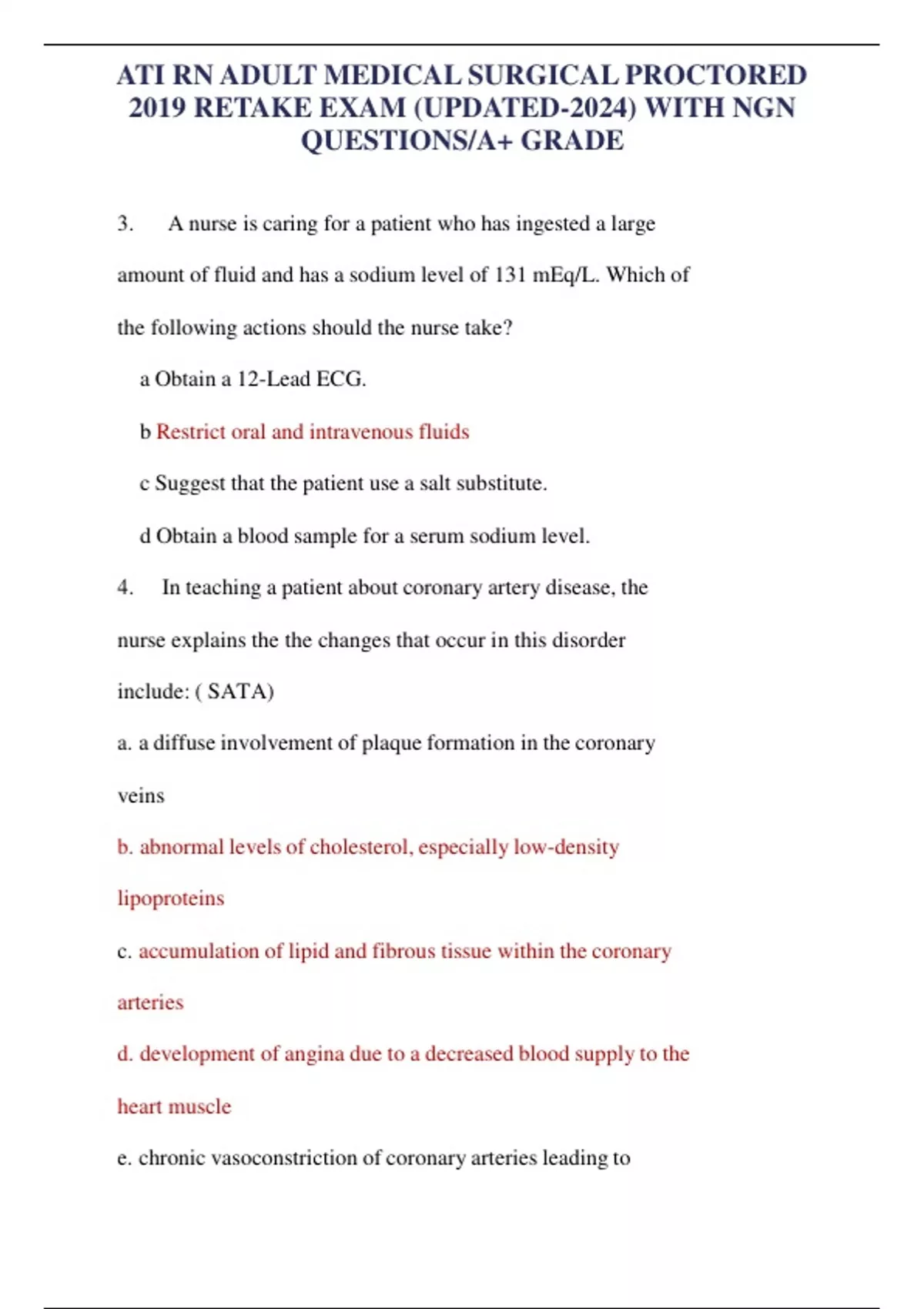 ATI RN ADULT MEDICAL SURGICAL PROCTORED 2019 RETAKE EXAM (UPDATED-2024 ...