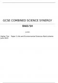 AQA   GCSE COMBINED SCIENCE SYNERGY 8465/1H Higher Tier	Paper 1 Life and Environmental Sciences Mark scheme June 2023