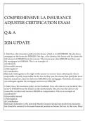 COMPREHENSIVE LA INSURANCE ADJUSTER CERTIFICATION EXAM Q & A 2024 UPDATE&period;