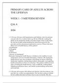 PRIMARY CARE OF ADULTS ACROSS THE LIFESPAN WEEK 1 - 5 MIDTERM REVIEW Q & A 2024