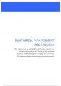 Summary innovation, management and strategy, readings included + exam questions