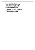 Test Bank for Maternal Child Nursing Care 3rdCANADIAN Edition Keenan Lindsay Chapter 1- 55 Updated Version 2024