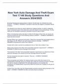 New York Auto Damage And Theft Exam Test 17-66 Study Questions And  Answers 2024/2025