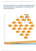 Instructor Manuals For Canadian Entrepreneurship  And Small Business Management 11th Edition By  Wesley Balderson