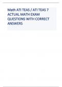 Math ATI TEAS / ATI TEAS 7 ACTUAL MATH EXAM QUESTIONS WITH CORRECT AN   SWERS