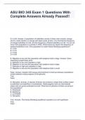 ASU BIO 345 Exam 1 Questions With Complete Answers Already Passed&excl;&excl;