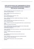 ADVANCED HEALTH ASSESSMENT FINAL EXAM 2024 QUESTIONS WITH CORRECT DETAILED ANSWERS