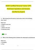 NASM CPT Final Exam Questions and Answers 2024 / 2025 | 100% Verified Answers