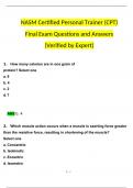 NASM CPT Final Exam Study Guide, 200 Questions and Answers 2024 / 2025 | 100% Verified Answers