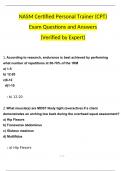 NASM CPT Exam Questions and Answers 2024 / 2025 | 100% Verified Answers