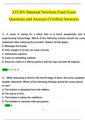 ATI RN Maternal Newborn Final Exam Questions and Answers (2024 / 2025) (Verified Answers)