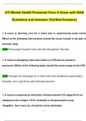 2023 NGN ATI Mental Health Proctored Form A Exam Questions and Answers (Verified Answers)