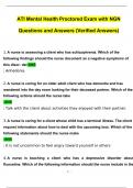 2023 NGN ATI Mental Health Proctored Exam Questions and Answers (Verified Answers)