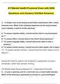 NGN ATI Mental Health 2023 Proctored Exam Questions and Answers with Rationales (Verified Answers)