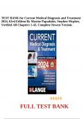 TEST BANK for Current Medical Diagnosis and Treatment 2024, 63rd Edition By Maxine Papadakis, Stephen Mcphee, | Verified All Chapters 1-42 | Complete Newest Version.