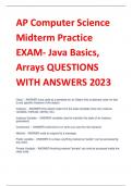 AP Computer Science  Midterm Practice  EXAM- Java Basics&comma;  Arrays QUESTIONS  WITH ANSWERS 2023