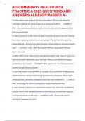 ATI COMMUNITY HEALTH 2019 PRACTICE A 2023 QUESTIONS AND ANSWERS ALREADY PASSED A&plus;