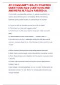 ATI COMMUNITY HEALTH PRACTICE QUESTIONS 2023 QUESTIONS AND ANSWERS ALREADY PASSED A&plus;