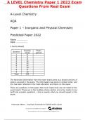 A LEVEL Chemistry Paper 1 2022 Exam  Questions From Real Exam