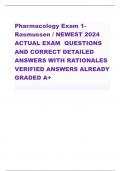 Pharmacology Exam 1- Rasmussen / NEWEST 2024 ACTUAL EXAM QUESTIONS AND CORRECT DETAILED ANSWERS WITH RATIONALES VERIFIED ANSWERS ALREADY GRADED A+