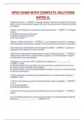 SPED EXAM WITH COMPLETE SOLUTIONS  RATED A&period;