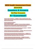 HESI Health Assessment Exam2024/2025  Questions & Answers  Verified Answers  A+ Guaranteed!!