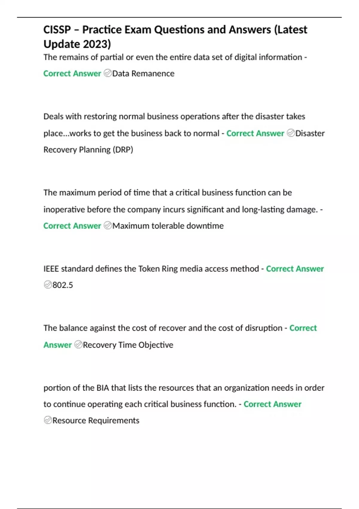 thumbnail image 2 of CISSP LATEST Exam Questions 2025 – 2745 Q&A + Study Guide – NEW 2 of 6
