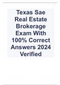 Texas Sae Real Estate Brokerage Exam With 100% Correct Answers 2024 Verified