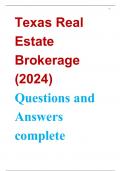 Texas Real Estate Brokerage (2024) Questions and Answers complete