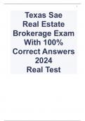 Texas Sae Real Estate Brokerage Exam With 100% Correct Answers 2024 Real Test