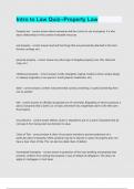 Intro to Law Quiz--Property Law exam question and answer latest update 