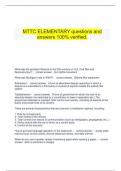  MTTC ELEMENTARY questions and answers 100% verified.