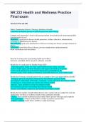NR 222 Health and Wellness Practice Final exam