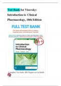 Test Bank for Introduction to Clinical Pharmacology 10th Edition by Visovsky Updated with  All Chapters 1-20 Graded A+
