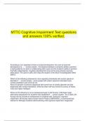 MTTC Cognitive Impairment Test questions and answers 100% verified.