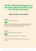NR547 / NR 547 Final Exam (Latest 2024 / 2025): Differential Diagnosis in Psychiatric-Mental Health across the Lifespan Practicum | Guide with Verified Answers - Chamberlain