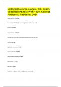 volleyball referee signals, P.E. exam, volleyball PE test With 100% Correct Answers | Answered 2024