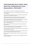 CRCR EXAM MULTIPLE CHOICE, CRCR Exam Prep, Certified Revenue Cycle Representative - CRCR (2024/2025)already graded A+