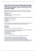 Final Exam Advanced Pathophysiology, Pathophysiology Finals Questions And Answers 2024